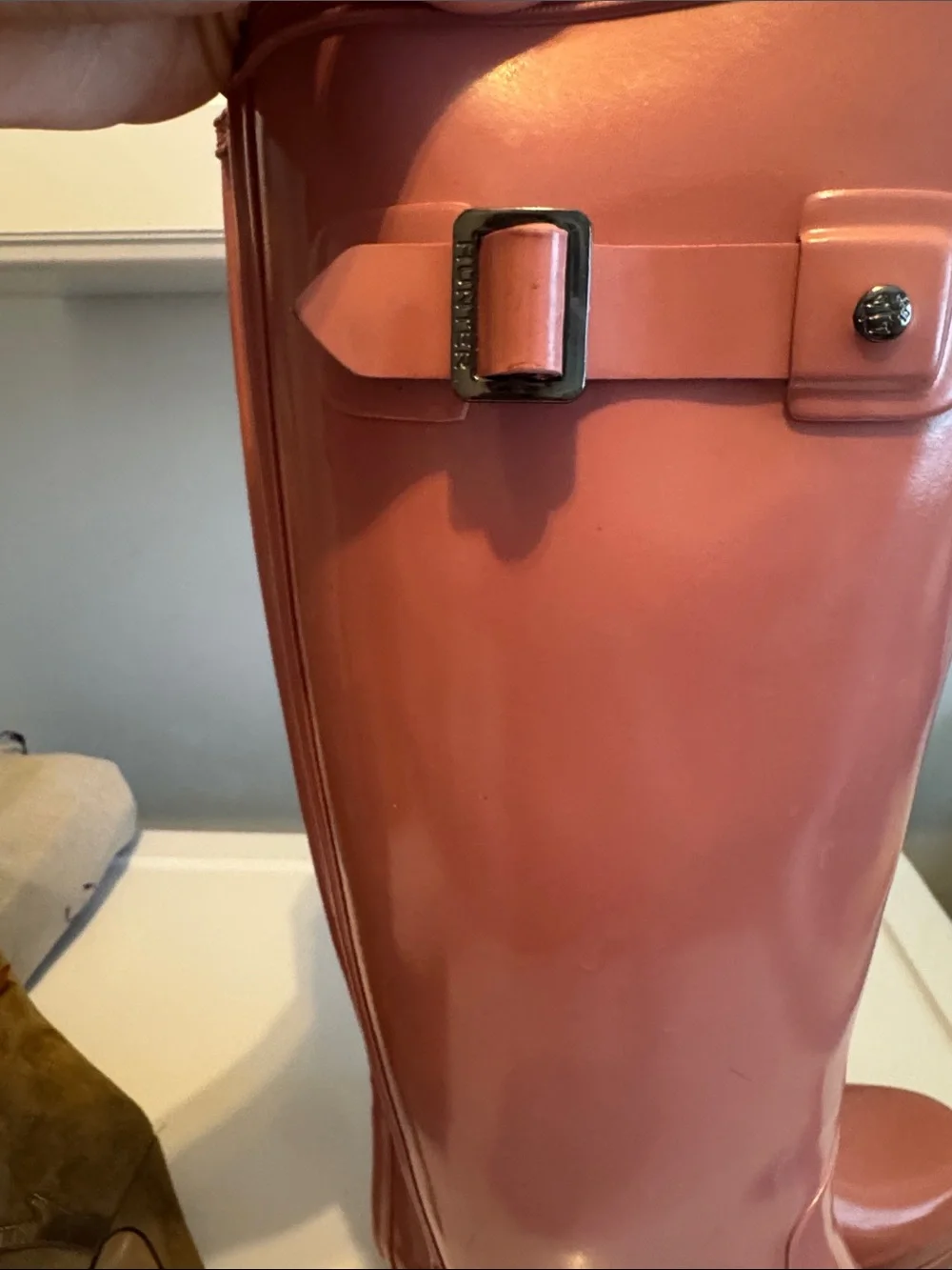 Hunter Tall Glossy Pink Rain Boots size 6